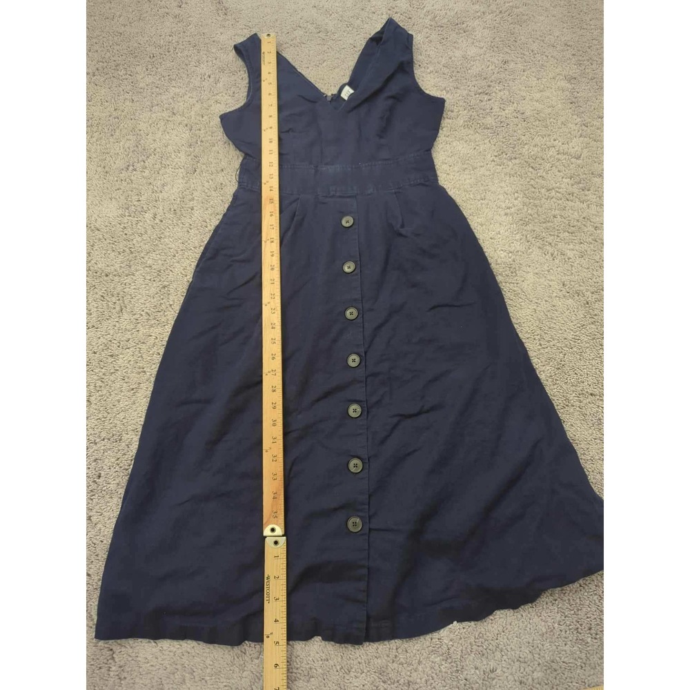 Gap Midi Dress Womens Size 2 Button Front Sleeveless V Neck 55% Linen - Picture 4 of 8
